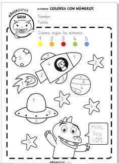 the worksheet for children to learn how to color numbers in spanish and english