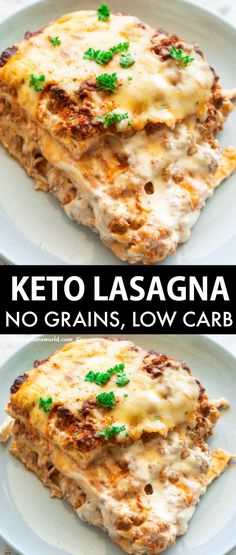 keto lasagna with no grains, low carb and cheese on top