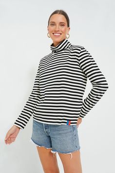 Kule believes life is better in stripes and is obsessed with creating products that make us smile. Known for making the perfect stripe tee, the brand designs happy clothes, made with love and made to last.The Black and Cream Turtleneck bases its design on the styles worn by Picasso and Brigitte Bardot, with the cozy ad Cream Turtleneck, Happy Clothes, Stripe Tee, Striped Turtleneck, Womens Turtleneck, Brigitte Bardot, Black And Cream, Striped Tee, Curator Style