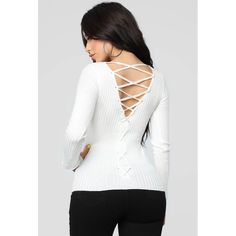 Fn Fashion Nova Have My Back Long Sexy Back V Neck Sweater - Ivory White New Long Sleeve V Neck Lace Up Back Detail 80% Rayon 20% Nylon White Top For Night Out In Winter, White Tops For Night Out In Winter, White Tops For Winter Night Out, Fool In Love, Off Shoulder Bodysuit, Bodysuit Fashion, Womens Loungewear, Ivory White, Black Bodysuit