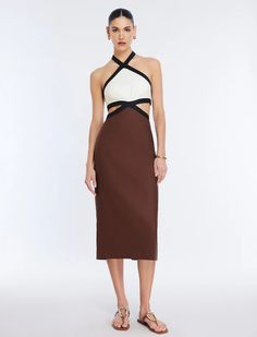 New Women's Clothing | Latest Fashion Trends | BCBGMAXAZRIA Chocolate Brown Dress, Brown Dress, Contrast Trim, Parisian Style, London Fashion Week, Milan Fashion Week, New York Fashion Week, Chocolate Brown, Paris Fashion Week