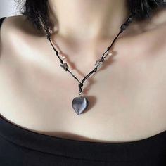 Material: Opal Color: Black Heart Necklace, Hollow Heart Necklace Fashion Element: Love Heart/Heart Shape Style: INS Style Black Heart Necklace, Hollow Heart, Opal Color, Necklace Fashion, Black Heart, Necklace Designs, Heart Shape, Heart Necklace, Heart Shapes