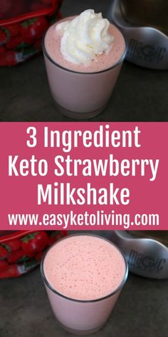 3 ingredient keto strawberry milkshake