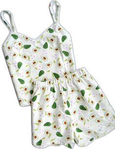 Avocado Pattern, Summer Pajama Set, Cotton Pajama Set, Summer Pajamas, Women's Sleepwear, Cotton Pajama Sets, Womens Pyjama Sets, Cotton Pyjamas, Pajama Sets