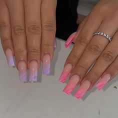 Paeka Degallo Tattoo, Clase Azul Nails French Pink, Medium Tapered Square Acrylic Nails Designs, Birthday Nails Baddie, Tapered Square Nails Design, Purple And Pink Nails, Bang Hair, Purple Acrylic Nails, February Nails