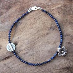 Lapis lazuli beaded bracelet, 'Hill Tribe River' - Hill Tribe Silver and Lapis Lazuli Bracelet Girlfriend Necklace Gift, Silver Beaded Bracelet, Lapis Lazuli Bracelet, Floating Necklace, Lapis Lazuli Beads, Hill Tribe Silver, Diamond Jewelry Necklace, Triangle Necklace, Diamond Solitaire Necklace