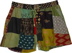 Start summer the right way with these comfy and cute girls shorts.  The rayon shorts have a beautiful assortment of multi-pattern patchwork, that come together for a great look. #tlb #JuniorPetite #beachwrap #Indian #Handmade #Cotton Shor #HippieShorts #BeachShorts #PatchworkShorts Multicolor Hippie Shorts For Vacation, Green Patchwork Bottoms For Summer, Summer Green Patchwork Bottoms, Casual Patchwork Shorts For Beach, Summer Green Shorts With Patchwork, Casual Beach Shorts With Patchwork, Bohemian Green Short Bottoms, Casual Cotton Patchwork Shorts, Bohemian Patchwork Shorts