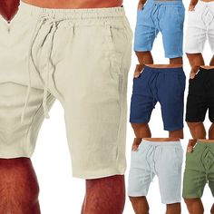 Season:Summer; Fabric:Linen / Cotton Blend; Gender:Men's; Style:Streetwear,Fashion,Casual; Occasion:Outdoor,Going out,Daily; Fit Type:Regular Fit; Function:Comfort; Waistline:Mid Waist; Pattern:Plain; Design:Elastic Waist,Drawstring,Pocket; Pants Type:Summer Shorts,Linen Shorts; Fly Type:Elasticity,Drawstring; Front page:FF; Listing Date:01/03/2023; Production mode:External procurement; Hips:; Length:; Waist: Mens Yoga Shorts, Workout Summer, Mens Linen Shorts, Shorts Linen, Streetwear Mode, Mens Shorts Summer, Sports Activewear, Mens Linen, Shorts Summer