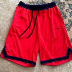 Nike Basketball Shorts Size L Never Worn! Red Sports Pants For Summer, Nike Red Bottoms With Elastic Waistband, Nike Red Bottoms With Built-in Shorts, Nike Red Bottoms For Spring, Nike Red Cotton Bottoms, Red Nike Cotton Bottoms, Nike Red Shorts, Sporty Girl Aesthetic, Nike Sweat Shorts