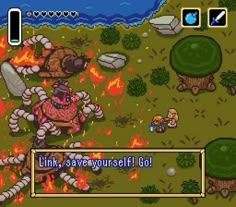 the game's screenshot shows an image of a monster attacking another creature in front of