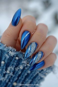 Winter Nail Art, Winter Nails, Blue Sapphire, Blue, Art, Nail Arts