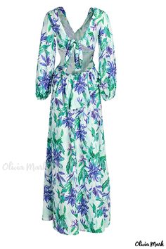 Olivia Mark - Vibrant Red Floral Print V-Neck Midi Dress for Women Vacation V-neck Cutout Dress, V-neck Cutout Dress For Vacation, Green Cutout Vacation Dress, Green Cutout Dress For Vacation, Green V-neck Dress With Cutout, Tropical V-neck Dress For Holiday, Green Maxi Skirt, Half Sleeve Jumpsuit, Cake Skirt