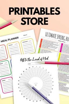 the ultimate printable meal planner is on top of a table with pencils and markers