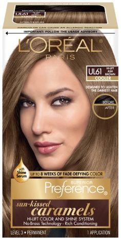 L'Oreal Paris Preference Les True Brunettes Permanent Hair Color, Ultra Light Ash Brown UL 61, 1 ea Hair Dye Box, Honey Brown Hair Dye, Ash Brown Hair Dye, Amber Hair Colors, Box Hair Dye, Amber Hair, Hairstyles Anime, Hair Color Pictures, Ash Brown Hair Color