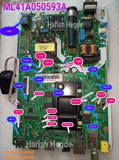 the motherboard has many parts labeled on it