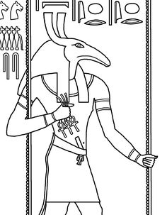 an egyptian coloring book page with the image of an egyptian man holding a staff in his hand