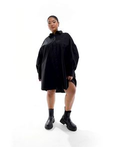 Dresses by ASOS Curve Low effort, high reward Spread collar Button placket Drop shoulders Boyfriend fit Cheap Oversized Button-up Dresses, Black Plus Size Sweater Dress, Black Oversized Button-up Shirt Dress, Cheap Black Button-up Shirt Dress, Oversized Black Crew Neck T-shirt Dress, Asos Curve, Mini Shirt Dress, Boyfriend Fit, Button Placket