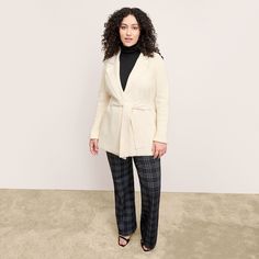 Horton Pant - Knit Suiting :: Plaid Basket Stitch, Bryant Park Nyc, Knitted Suit, Pre Fall Collection, Work Style, Flare Trousers, Plaid Fashion, Feel It, New Arrival Dress