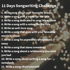 a piano with the words 11 days song writing challenge