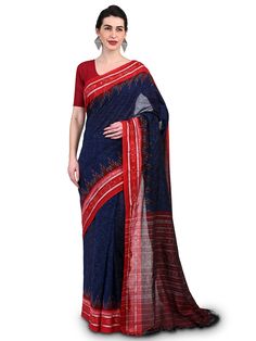 Presenting this elegant and classy Saree exclusively from Craftnirmit. Made from luxurious fine cotton, the sari is woven within the traditional Ikat Orissa weavers by hand that give the exotic look to saree. And this saree comes with geometric Pattern. It is furthered designed with a contrast striped Pallu and temple border that give the vibrant and classic traditional look. Traditional Cotton Handloom Blouse Piece, Cotton Saree Blouse Piece With Weaving Work, Cotton Saree With Traditional Patterns For Transitional Season, Cotton Dupatta With Weaving Work For Navratri, Transitional Cotton Saree With Traditional Patterns, Traditional Cotton Saree With Traditional Patterns, Red Cotton Traditional Wear With Weaving Work, Cotton Saree With Woven Motifs For Navratri, Cotton Saree With Weaving Work For Navratri