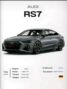 an advertisement for the new audi rs7