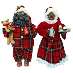 Tea And Cookies, African American Figurines, Flannel Outfit, Red Pajamas, Black Pajamas, Santa Candy, Santa's Workshop, Long Night, Black Santa