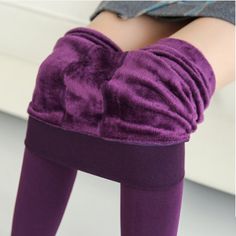 Purple / One-Size Women's Velvet Winter Pantyhose - skyjackerz Beige Hose, Adidas Hose, Velvet Skin, Belle Silhouette, Warm Pants, Hip Style, Warm Leggings, Fleece Leggings, Winter Leggings