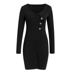 autumn elegant buttons long sleeve bodycon sheath mini dress Long Sleeve Bodycon Dress With Button Closure, Fall Long Sleeve Bodycon Dress With Buttons, Fitted Long Sleeve Dress With Side Buttons, Fall Bodycon Dress With Buttons, Dress Streetwear, Elegant Casual Dress, Streetwear Dress, Dress Office, Female Dress