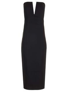 Stretch midi dress in wool and silk by Roland Mouret. Fitted bodice, "V" neckline with metal trim, inner corset with silk grosgrain belt and a concealed zip closure at the back. Midi Dress For Women, Versace Sweatshirt, French Fashion Designers, Versace Shirt, Roland Mouret, Metal Trim, Silk Wool, Dress For Women, Black Midi Dress