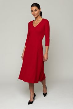 Women' Business Faith Dress - Bright Red NORA GARDNER | OFFICIAL STORE for work and office Under The Knee Boots, Business Travel Outfits, Formal Business, Business Formal, Pencil Dress, Long Length, Cozy Knits, Ribbed Fabric, Trending Now