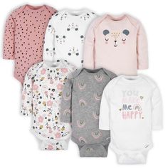 Gerber® 6-Pack Baby Girls Bear Long Sleeve Onesies® Bodysuits – Gerber Childrenswear Classic Baby Clothes, Gerber Baby, Girl Onesies, Long Sleeve Onesie, Baby & Toddler Clothing, Girls Long Sleeve, Unisex Baby