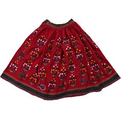 "Description: Gorgeous Handmade and embroidered skirt/ Ghaghra from the \" Rabari\" tribe of Northern India. Very fine and expertly embroidered with cotton embroidery floss. Each of them has been made with such love and attention, representing weeks of work. These are from a tribe in Gujrat, India where the most festive and beautiful embroidery comes. These garments are 50-60 years old, embroidered by mothers to be gifted in the daughter's marriage as a dowry. Condition: These unique and vintage Traditional Resham Embroidered Skirt, Traditional Skirt With Resham Embroidery For Festive Occasions, Traditional Festive Skirt With Resham Embroidery, Traditional Skirt With Resham Embroidery For Navratri, Traditional Set With Long Skirt And Floral Embroidery, Red Choli For Traditional Ceremonies, Traditional Floral Embroidered Long Skirt Set, Traditional Sets With Floral Embroidery And Long Skirt, Traditional Set With Floral Embroidery And Long Skirt