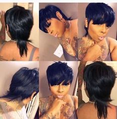 Fashion human hair wigs. Mullet Wigs, Short Hair Mohawk, 27 Piece Hairstyles, Real Human Hair Wigs, Bangs For Black Women, Short Weave Hairstyles, Lob Haircuts, Pixie Cut Wigs