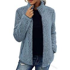 Season:Fall  Winter; Fabric:Polyester,Fleece; Sleeve Length:Long Sleeve; Look After Me:Wet and Dry,Washable; Gender:Women's; Style:Vintage,Sherpa Fleece,Teddy,Comfrt; Elasticity:Micro-elastic; Occasion:Street,Casual,Valentine's Day; Details:Top; Top Length:Regular Tops; Fit Type:Regular Fit; Pattern:Solid Color; Design:Pocket,Zip Up; Neckline:V Neck; Sports Clothing Sub Category:Fleece Jacket,Zip Up Sweatshirt; Listing Date:10/18/2022; Bust:; Length:; Shoulder Width:; Sleeve:; Fit US Size:null; V Neck Long Sleeve Top, Blue Valentine, Zip Up Sweatshirt, Winter Fabric, Fall Winter 2024, Sports Clothing, Sweatshirts Online, Top Top, Women Hoodies Sweatshirts