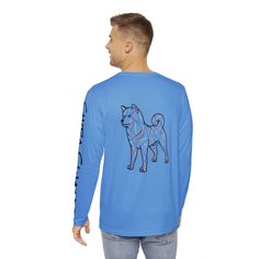 This "SHIBA SWANK" custom designed long sleeve tee-shirt brings both incredible style and comfort one can handle. This SWANKY long sleeve shirt is made with 100% brushed polyester for the impeccable softness we all want to feel whether hanging out with friends and family or walking the city streets.  It's unique design with Louie & Maui's pawprint on the front, multi colored Shiba Inu on the back and "Shiba Swank" on the left arm, is not only for the Shiba mom, dad, brother or sister but for all Long Sleeve Tee Shirts, Shiba Inu, City Streets, Mens Graphic Tee, Mom Dad, Multi Colored, Paw Print, Long Sleeve T Shirt, Tee Shirt