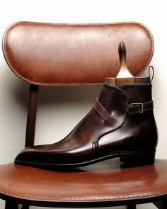 Handmade Dark Brown Leather Jodhpur Strap Ankle Boot on Storenvy Yohei Fukuda, Boots Outfit Men, Quality Leather Boots, Jodhpur Boots, Mens Dress Boots, Gentleman Shoes, Custom Design Shoes, Bespoke Shoes, Mens Boots Fashion