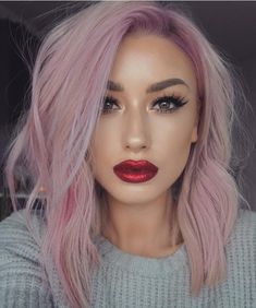 14.7k Likes, 119 Comments - Katie Mulcahy (@lolaliner) on Instagram: “Video of this look just went up on my channel. Link in my bio • @makeupforeverca hd stick…” Hens Makeup, 2017 Style, Looks Party, Rose Gold Hair, Pastel Hair, Makeup Forever, Red Lipstick, Hair Envy, Dream Hair