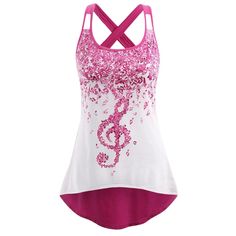 Plus Size Musical Notes Tank Top - Pink Lemonade - 3V72378419 - Women's Clothing, Plus Size Women's Clothing  #PlusSizeWomensClothing #Women's #Clothing # #Plus #Size #Women's #Clothing Tight Tank Top, Criss Cross Tank Top, Butterfly Blue, Printed Sleeveless Top, Plus Size Tank Tops, Musical Notes, Trendy Plus Size Clothing, Plus Size Kleidung, Plus Size Womens Clothing