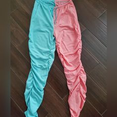 Ruched Joggers In Pink And Blue Size Large New Never Worn 6-16 Amazon Pants, Track Pants, Pink Blue, Pant Jumpsuit, Color Blue, Pants For Women, Jumpsuit, Track, Pants