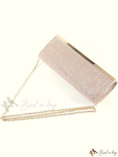 Bird in Bag - Fashionable Minimalist Solid Color Clutch/Tote/Crossbody Bag with Chain Strap for Party Occasions Rose Gold Clutch Bag For Evening, Rose Gold Clutch For Evening, Chic Rose Gold Formal Bag, Chic Rose Gold Party Bag, Rectangular Rose Gold Evening Bag, Chic Rose Gold Bag For Gift, Chic Rose Gold Bag As Gift, Chic Rose Gold Bag For Events, Chic Rose Gold Event Bag