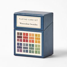 a playing card set with watercolour swatches on the front and back sides