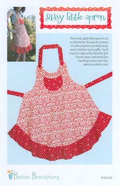 an apron pattern with red and white flowers on it