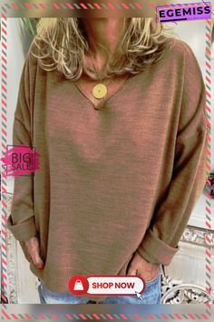 Beige Knitted Long Sleeve Casual Plus Size Sweater Oversized Soft Knit V-neck Sweater, Fine Knit Long Sleeve V-neck Sweater For Fall, Oversized Knit V-neck Sweater With Long Sleeves, Casual Brown Knit V-neck Sweater, Casual Solid Color V-neck Sweater For Fall, Brown Winter Sweater Solid Color, Oversized Solid Color Knit Top For Fall, Oversized V-neck Solid Color Sweater, Casual Solid V-neck Sweater For Winter