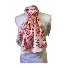 Delta Sigma Theta (ΔΣΘ) Sorority Long Silk Oblong Scarf/ muffler/Wrap around/ Stole/ Boho/Shawl /White & Red Color, For Women, Made in India Braided Scarf, Boho Shawl, Delta Sigma Theta Sorority, Beach Sarong, Scarf Material, Delta Sigma Theta, Weights For Women, Long Scarf, Nashville Tn