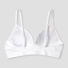 The Girls' Seamless Hybrid Bra by Cat & Jack in White is the reliable basic you've been looking for. Lightweight and so comfortable–with the support she needs, this bra is perfect for everyday wear. Plus, it's guaranteed. Cat & Jack is made to last, but if anything doesn't, you can return it up to 1 year later with your receipt. White Fitted No-show Bra, White Seamless No-show Bra, White Fitted Breathable Bra, Jack White, Racerback Bra, Wireless Bra, Cat & Jack, Getting Cozy, Underwire Bra