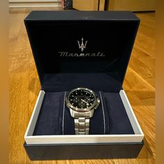 This Beautiful Authentic Maserati Watch Is A Fashion Statement And A Half!!! The Papers For Authenticity As Well As The Original Packaging Are Included With This Purchase. Definitely A Good Buy! Maserati Watch, Luxury Chronograph Jewelry And Watches As Gift, Luxury Chronograph Watches And Jewelry As Gift, Elegant Automatic Chronograph Watch For Gift, Timeless Chronograph Watch For Gifts, Timeless Chronograph Jewelry And Watches As Gift, Elegant Chronograph Watch With Round Dial, Elegant Chronograph Watch With Round Dial For Gift, Elegant Chronograph Watch With Round Dial As Gift