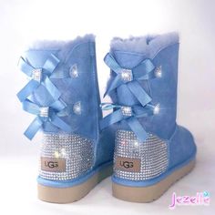 Bow Ugg, Cute Uggs, Winter Swag, Bedazzled Shoes, Pretty Shoes Sneakers, Ugg Boots Australia, Christmas Shoes, Custom Bling, Bailey Bow Uggs