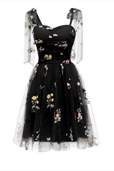 tie shoulders black ruched A-line short homecoming dress princess dress #homecoming2023 #homecomingdresses Floral Hoco Dress, Hoco Dress, Dress Princess, A Line Shorts, Short Homecoming Dress, Ruched Bodice, Hoco Dresses, Robins Egg Blue, Fabric Floral