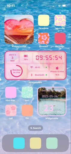 an iphone screen with different colors and icons on the bottom right hand corner, along with text that reads'i love summer '