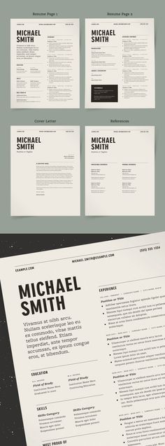 a bunch of different types of papers on top of each other with the words michael smith written